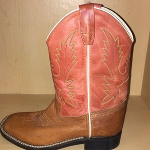 Old west leather youth cowboy boots
